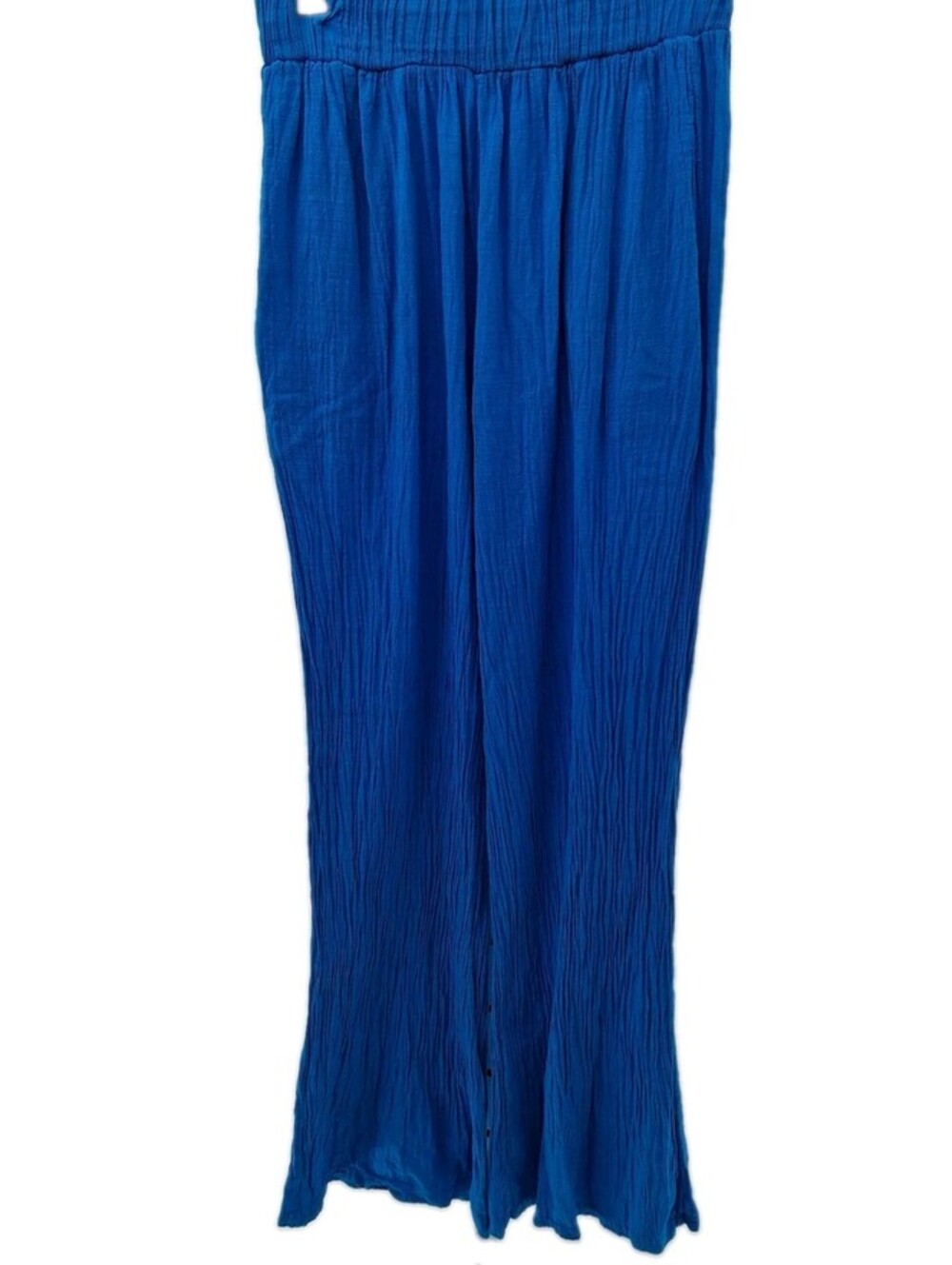 Blanco By Nature Pants Women's Small Blue Cotton Gauze Wide Leg Smocked Casual